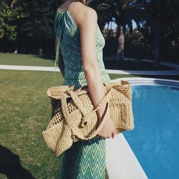 MANGO NWT Handmade Straw Large Tote Beach Bag - Picture 11 of 12